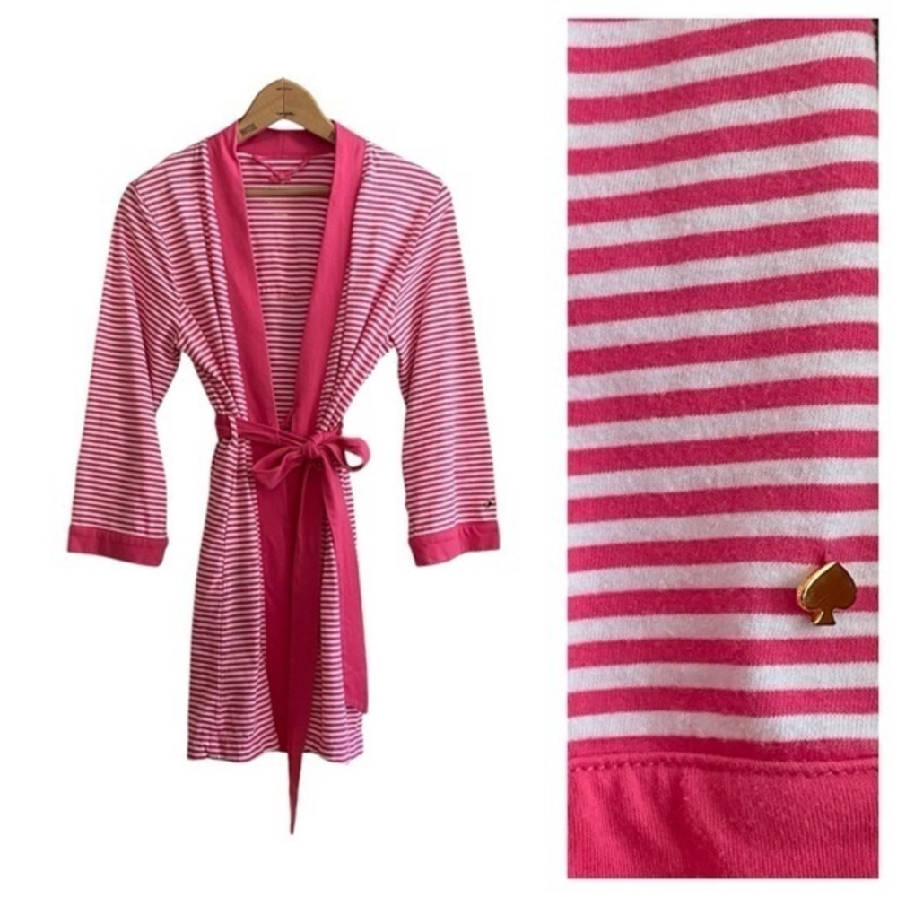 Kate Spade Pink White Stripe Robe